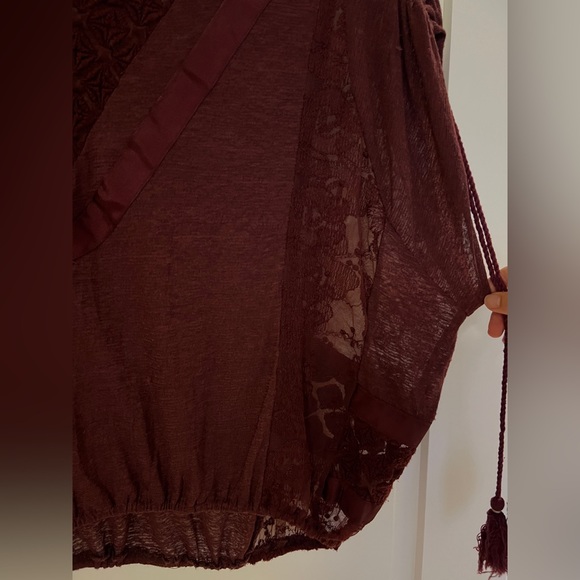 Free People Burgundy Lace Top, XS - Picture 3 of 6